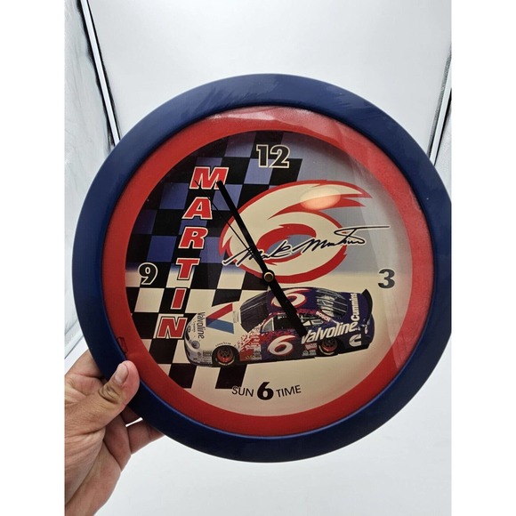 Vintage 90s Mark Martin NASCAR Sun Time Clock RARE #6 Valvoline Racing 90's READ - Picture 4 of 7